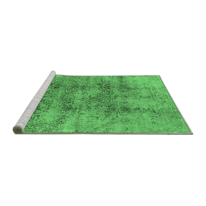 Sideview of Machine Washable Oriental Emerald Green Industrial Area Rugs, wshurb1393emgrn
