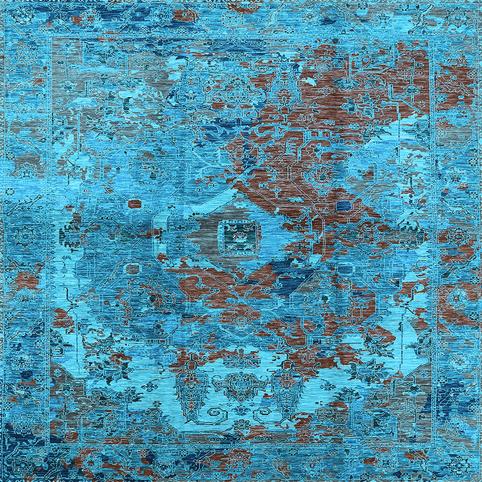 Square Oriental Light Blue Industrial Rug, urb1394lblu