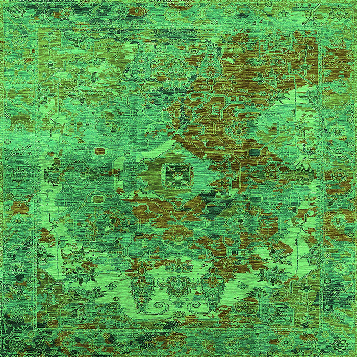 Square Oriental Green Industrial Rug, urb1394grn