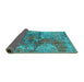 Sideview of Oriental Turquoise Industrial Rug, urb1394turq