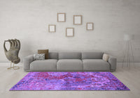 Machine Washable Oriental Purple Industrial Rug, wshurb1394pur