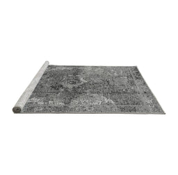 Sideview of Machine Washable Oriental Gray Industrial Rug, wshurb1394gry