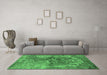Machine Washable Oriental Emerald Green Industrial Area Rugs in a Living Room,, wshurb1394emgrn