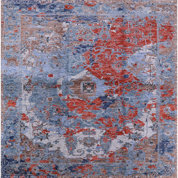 Square Mid-Century Modern Rosy Purple Oriental Rug, urb1394