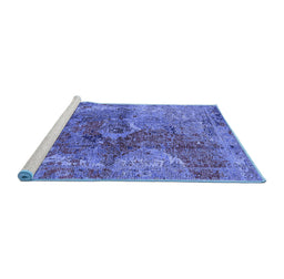 Sideview of Machine Washable Oriental Blue Industrial Rug, wshurb1394blu