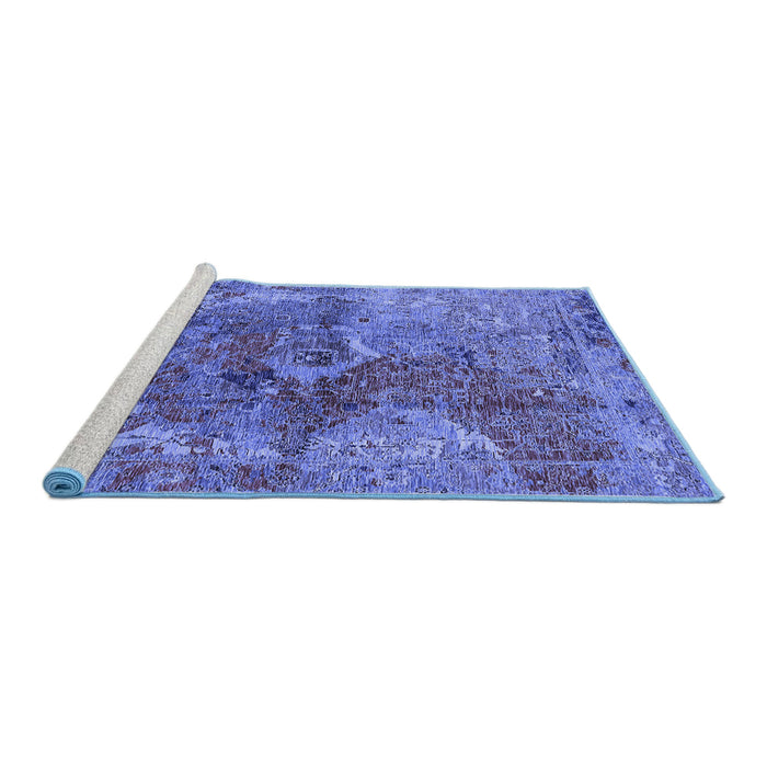Sideview of Machine Washable Oriental Blue Industrial Rug, wshurb1394blu