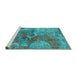 Sideview of Machine Washable Oriental Turquoise Industrial Area Rugs, wshurb1394turq