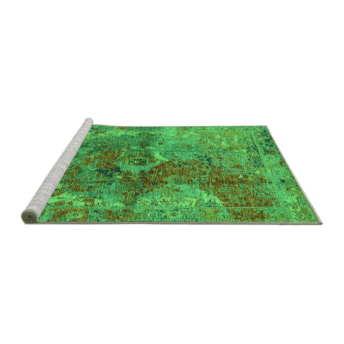 Sideview of Machine Washable Oriental Green Industrial Area Rugs, wshurb1394grn