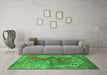 Machine Washable Oriental Green Industrial Area Rugs in a Living Room,, wshurb1394grn