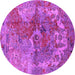 Round Oriental Pink Industrial Rug, urb1394pnk