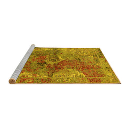 Sideview of Machine Washable Oriental Yellow Industrial Rug, wshurb1394yw