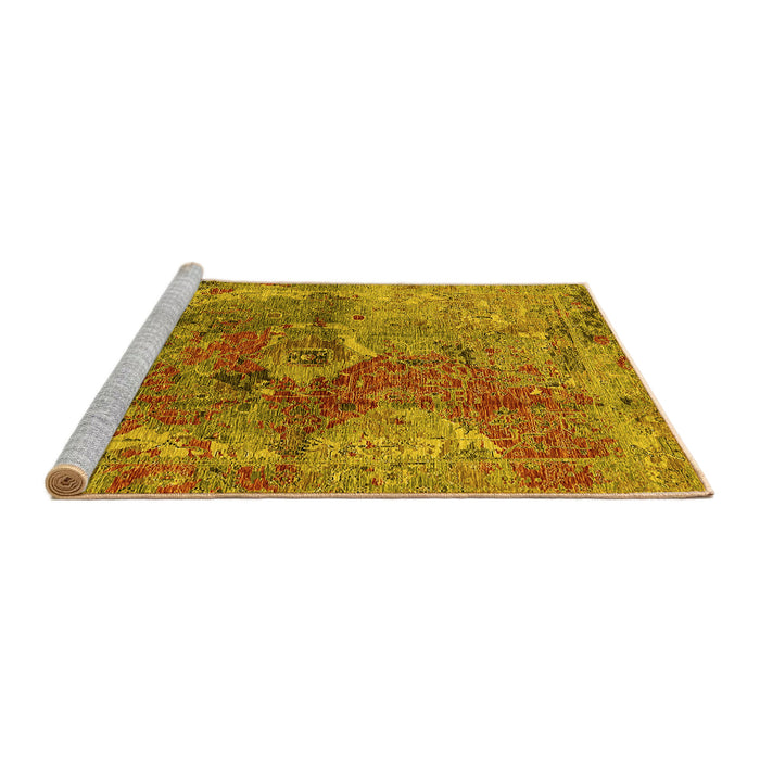 Sideview of Machine Washable Oriental Yellow Industrial Rug, wshurb1394yw