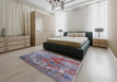 Mid-Century Modern Rosy Purple Oriental Rug in a Bedroom, urb1394