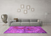 Machine Washable Oriental Pink Industrial Rug in a Living Room, wshurb1394pnk