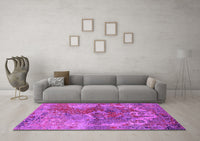 Machine Washable Oriental Pink Industrial Rug, wshurb1394pnk