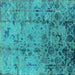 Square Oriental Turquoise Industrial Rug, urb1395turq