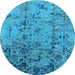 Round Oriental Light Blue Industrial Rug, urb1395lblu