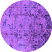 Round Oriental Purple Industrial Rug, urb1395pur