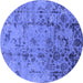 Round Oriental Blue Industrial Rug, urb1395blu