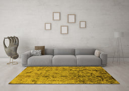 Machine Washable Oriental Yellow Industrial Rug in a Living Room, wshurb1395yw