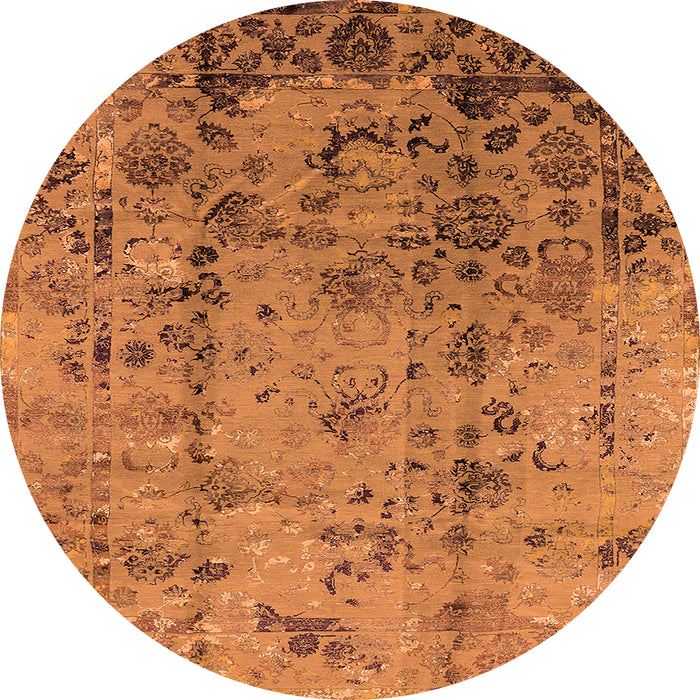 Round Oriental Orange Industrial Rug, urb1395org
