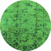 Round Oriental Green Industrial Rug, urb1395grn