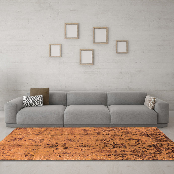 Machine Washable Oriental Orange Industrial Area Rugs in a Living Room, wshurb1395org