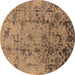 Round Oriental Brown Industrial Rug, urb1395brn