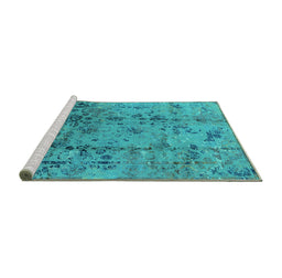 Sideview of Machine Washable Oriental Turquoise Industrial Area Rugs, wshurb1395turq