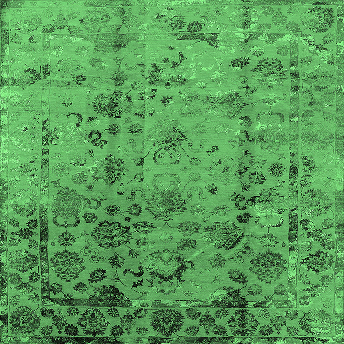 Square Oriental Emerald Green Industrial Rug, urb1395emgrn