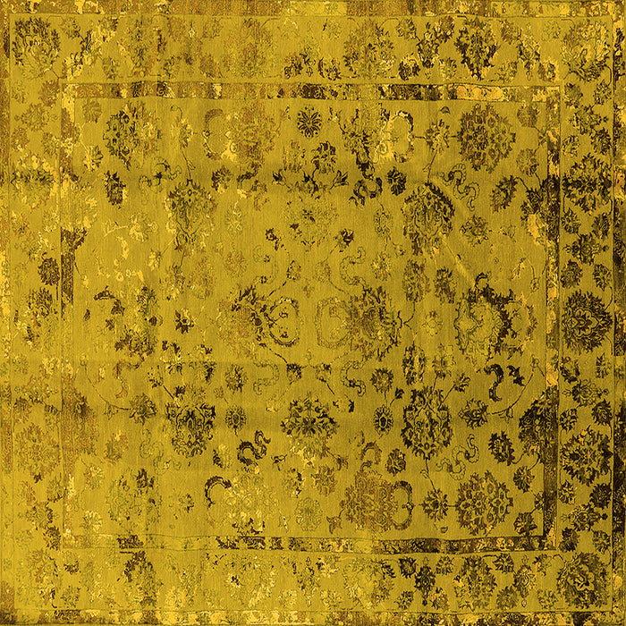 Square Machine Washable Oriental Yellow Industrial Rug, wshurb1395yw