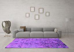 Machine Washable Oriental Purple Industrial Area Rugs in a Living Room, wshurb1395pur