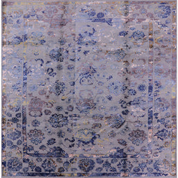 Square Mid-Century Modern Dark Gray Oriental Rug, urb1395