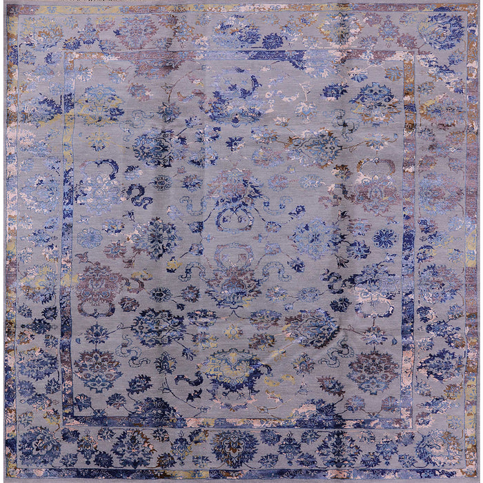 Square Mid-Century Modern Dark Gray Oriental Rug, urb1395