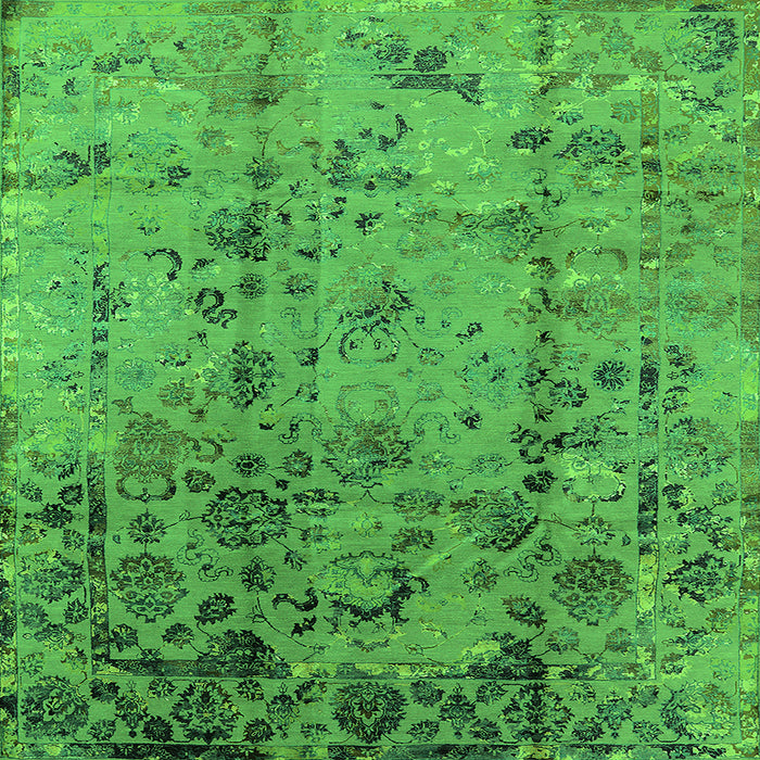 Square Oriental Green Industrial Rug, urb1395grn
