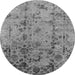 Round Oriental Gray Industrial Rug, urb1395gry