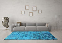 Machine Washable Oriental Light Blue Industrial Rug, wshurb1395lblu