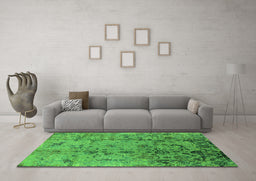 Machine Washable Oriental Green Industrial Area Rugs in a Living Room,, wshurb1395grn