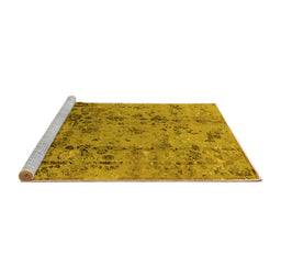 Sideview of Machine Washable Oriental Yellow Industrial Rug, wshurb1395yw