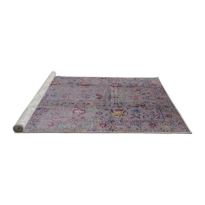 Sideview of Machine Washable Industrial Modern Mauve Taupe Purple Rug, wshurb1396