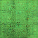 Square Machine Washable Oriental Green Industrial Area Rugs, wshurb1396grn