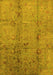 Machine Washable Oriental Yellow Industrial Rug, wshurb1396yw