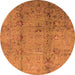 Round Machine Washable Oriental Orange Industrial Area Rugs, wshurb1396org