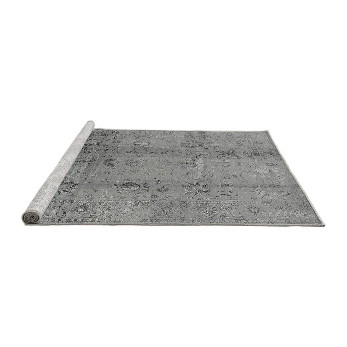 Sideview of Machine Washable Oriental Gray Industrial Rug, wshurb1396gry