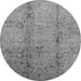 Round Machine Washable Oriental Gray Industrial Rug, wshurb1396gry