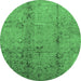 Round Oriental Emerald Green Industrial Rug, urb1396emgrn