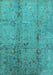 Machine Washable Oriental Turquoise Industrial Area Rugs, wshurb1396turq
