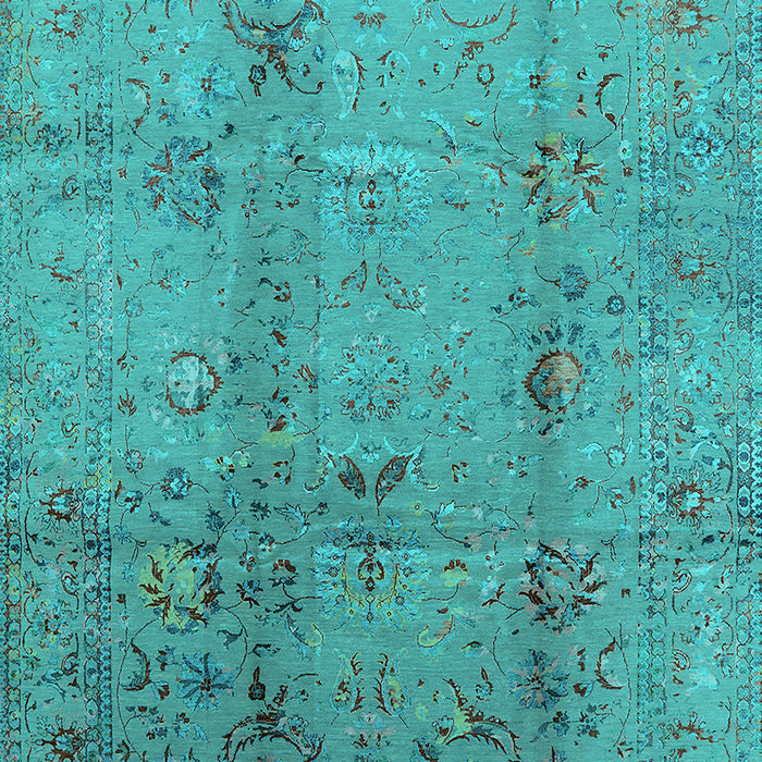 Machine Washable Oriental Turquoise Industrial Area Rugs, wshurb1396turq