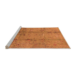 Sideview of Machine Washable Oriental Orange Industrial Area Rugs, wshurb1396org