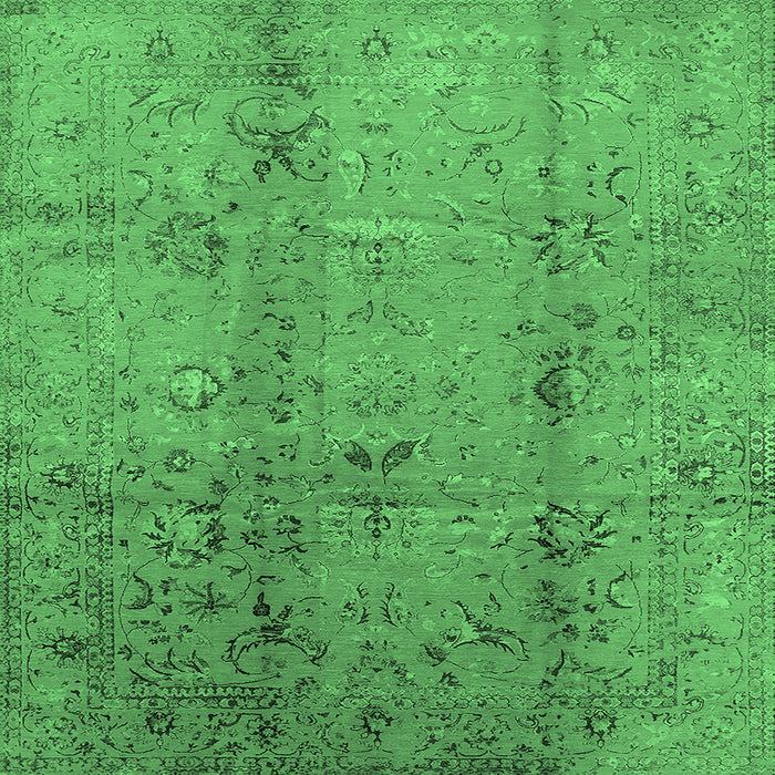 Square Oriental Emerald Green Industrial Rug, urb1396emgrn
